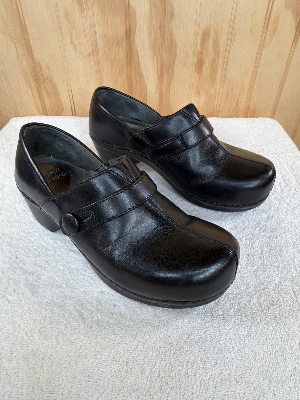 Dansko Solstice Black Leather Comfort Clogs Shoes EU37/US6.5-7 Workwear Everyday